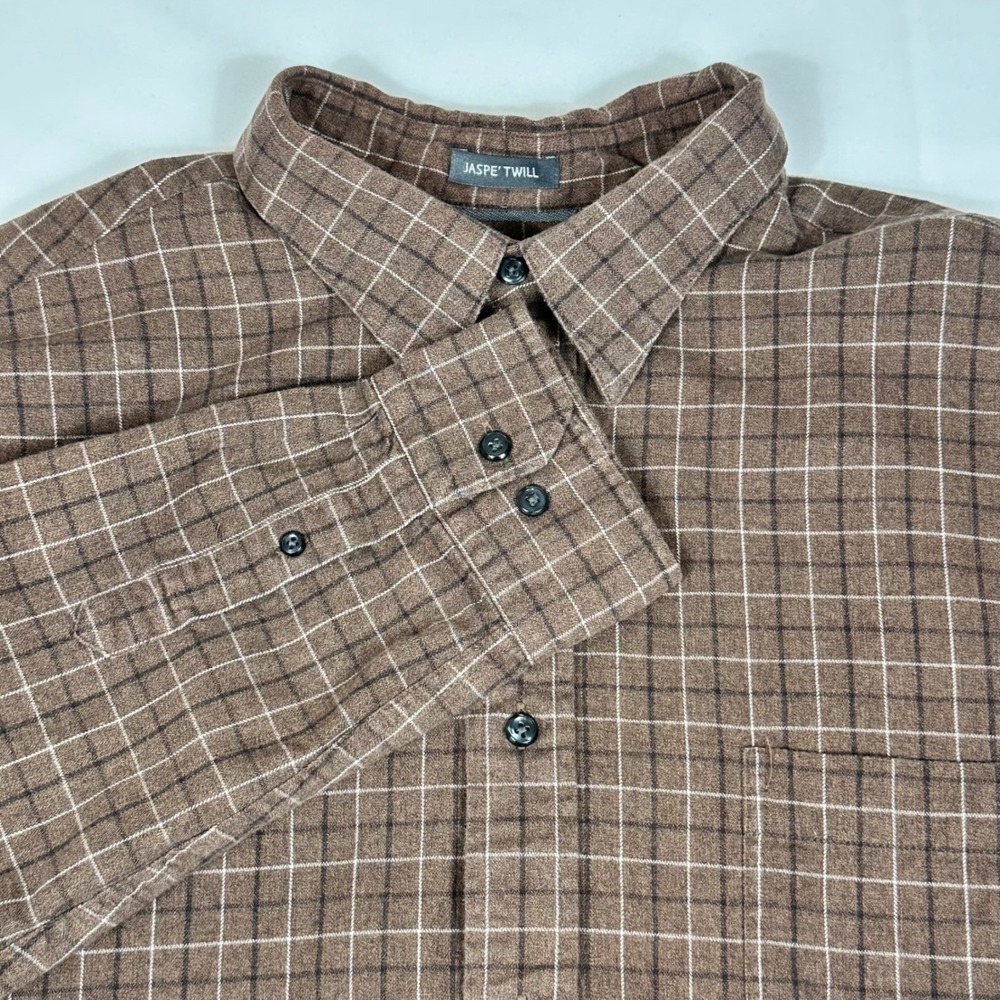 St.‎ John's Bay Button Up Shirt Men's Jaspe Twill Plaid Brown XL